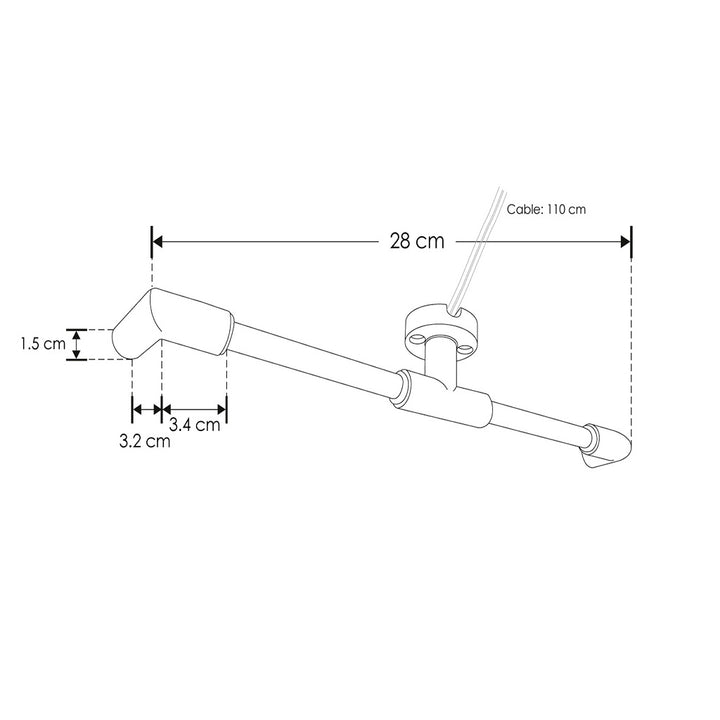 Barra para energizar y sujeción de techo para inicios, dos salidas hembra 90°, incluye par de cables de 110 cm para luminarios de la serie RUB CUBE de iLumileds
