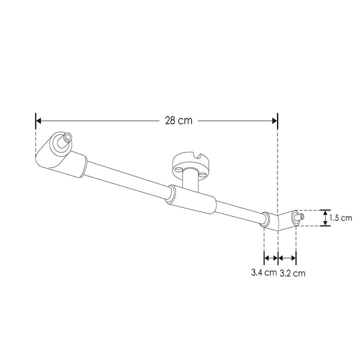 Barra sujeción y conexión de techo para finales, dos salidas macho 90° para luminarios de la serie RUB CUBE de iLumileds