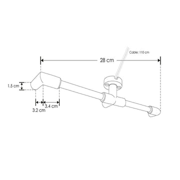 Barra para energizar y sujeción de techo para inicios, tres salidas hembra 90°, incluye par de cables de 110 cm para luminarios de la serie RUB CUBE de iLumileds