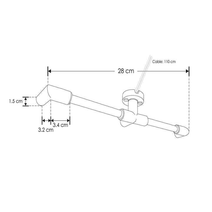 Barra para energizar y sujeción de techo para inicios, tres salidas hembra 90°, incluye par de cables de 110 cm para luminarios de la serie RUB CUBE de iLumileds