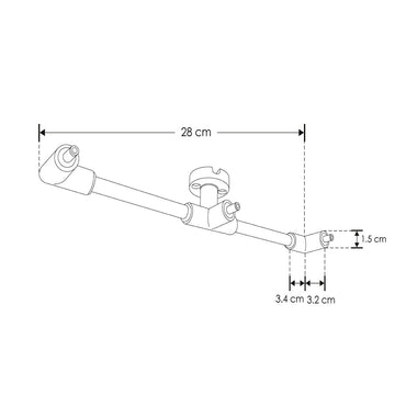 Barra sujeción y conexión de techo para finales, tres salidas macho 90° para luminarios de la serie RUB CUBE de iLumileds