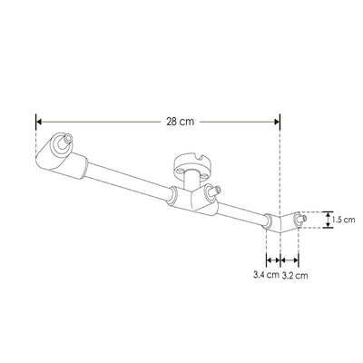 Barra sujeción y conexión de techo para finales, tres salidas macho 90° para luminarios de la serie RUB CUBE de iLumileds