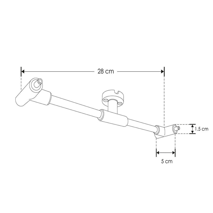 Barra de conexión y sujeción intermedia, con dos entradas hembra y dos salidas macho, policarbonato acabado negro para luminarios de la serie RUB CUBE de iLumileds