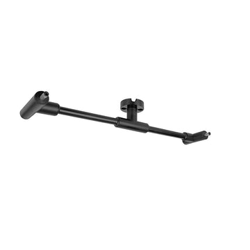 Barra de conexión y sujeción intermedia, con dos entradas hembra y dos salidas macho, policarbonato acabado negro para luminarios de la serie RUB CUBE de iLumileds