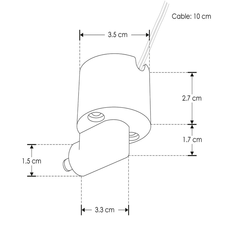 Caja de conexión sobreponer, policarbonato acabado negro incluye par de cables internos de 10 cm para luminarios de la serie RUB CUBE de iLumileds