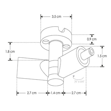 Conector rotatorio 70-220° macho - hembra, policarbonato acabado negro para luminarios de la serie RUB CUBE de iLumileds