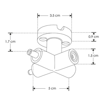 Conector horizontal dos entradas hembra + dos salidas macho de pared, policarbonato acabado negro para luminarios de la serie RUB CUBE de iLumileds