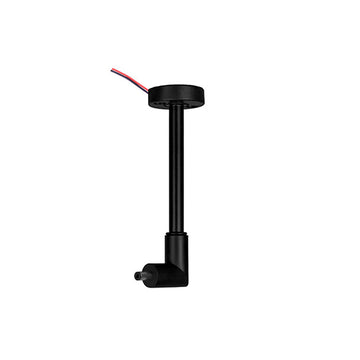 Base de sujeción para sobreponer en pared o techo, incluye conector macho de 90° con par de cables internos de 10cm, policarbonato acabado negro para modelos ILURBKLT05WWWB e ILURBKLT05WNW  de la serie RUB CUBE de iLumileds