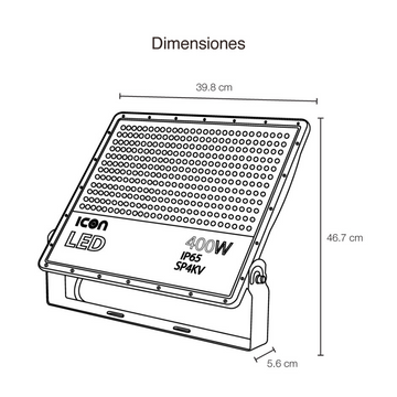 Reflector LED 400W acabado negro luz neutra fría (5000K) 100-277V IP65 de ICON