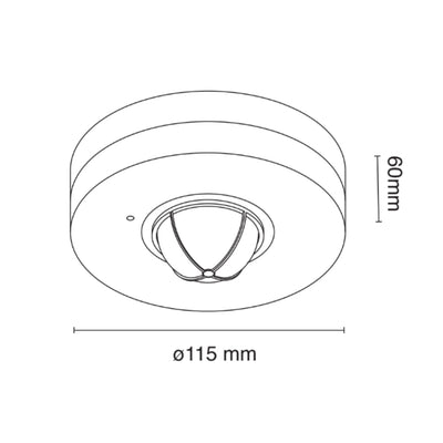 Sensor 360° para techo, 110-130V, ajustable sensibilidad luz y tiempo de ICON