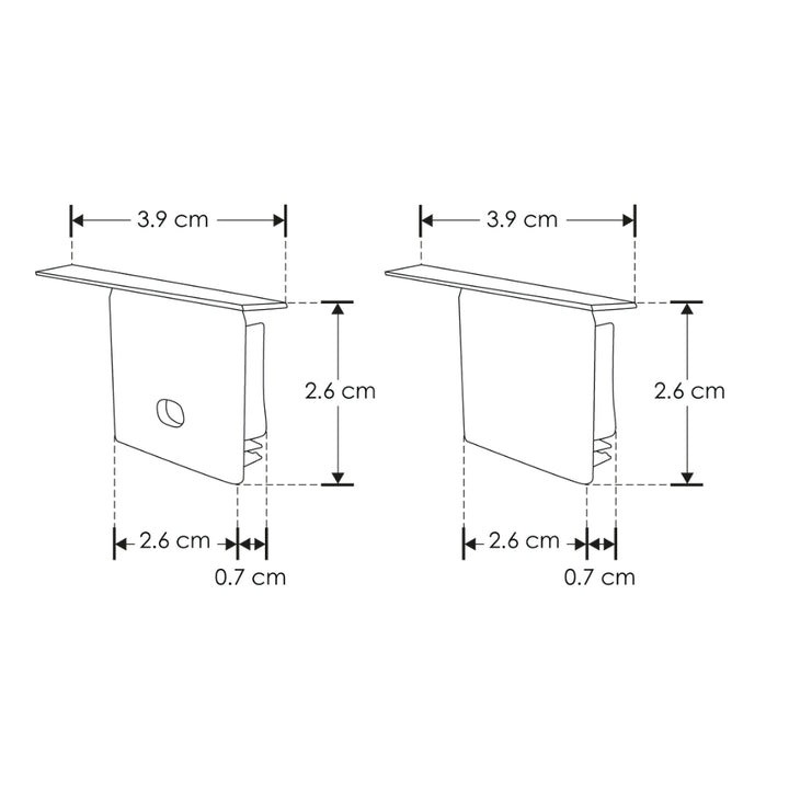 Kit de terminación lateral para perfil ILUPA2403CON que incluye 2 tapas laterales de plástico acabado negro de iLumileds