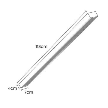 Luminario lineal 40W 118cm luz neutra (4000K), disponible conectores en "L" y accesorios para suspensión o sobreponer (se venden por separado) de ICON