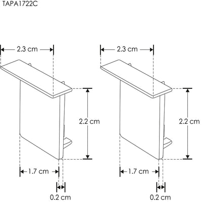 Kit de 2 tapas laterales para perfil de aluminio ILUPA1722UGRC de plástico de iLumileds (No se vende individual)