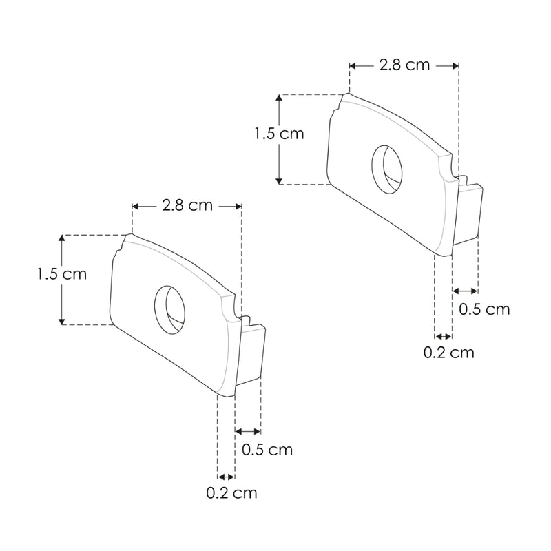 Kit de 2 tapas laterales para perfil de aluminio PA6114, de plástico de iLumileds