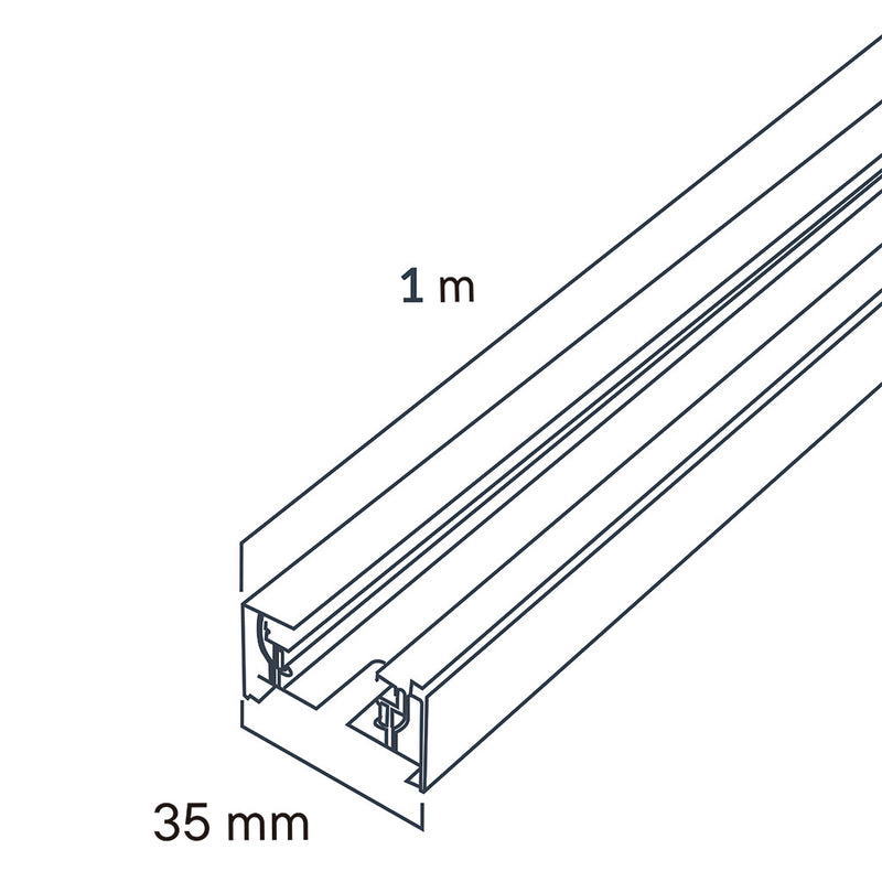 Riel 1m multivoltaje de una fase para sobreponer 127/260V de Megamex