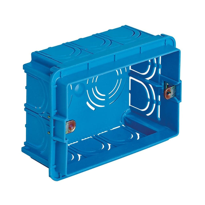 Caja rectangular empotrable en mampostería 3 módulos acabado azul de Vimar