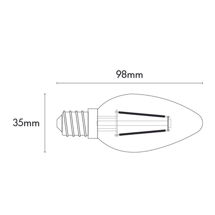 Lámpara LED vintage vela 4W 2500K base E12 atenuable de ICON