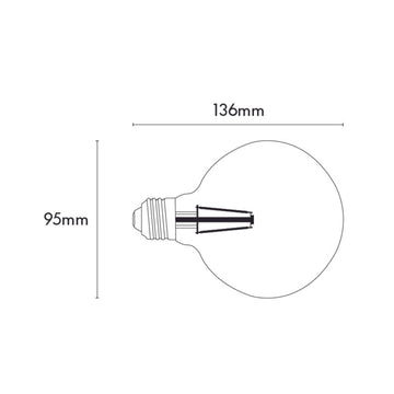 Lámpara LED vintage G95 4W 2500K base E27 atenuable de ICON