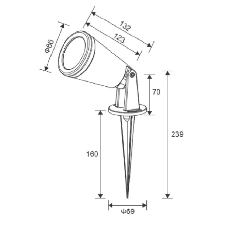 Dimensiones de Estaca para jardín Litt para MR16 GU10 (no incluida) de AURO Lighting — SKU AES230U01