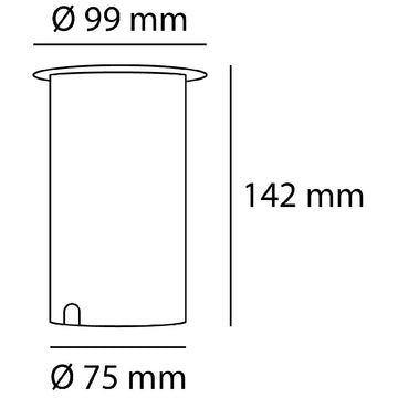 Dimensiones de Luminario MALY 15W 30° para empotrar en piso bajo deslumbramiento (con louver honeycomb) luz cálida (3000K), 100-240V de AURO Lighting — SKU AES3530N