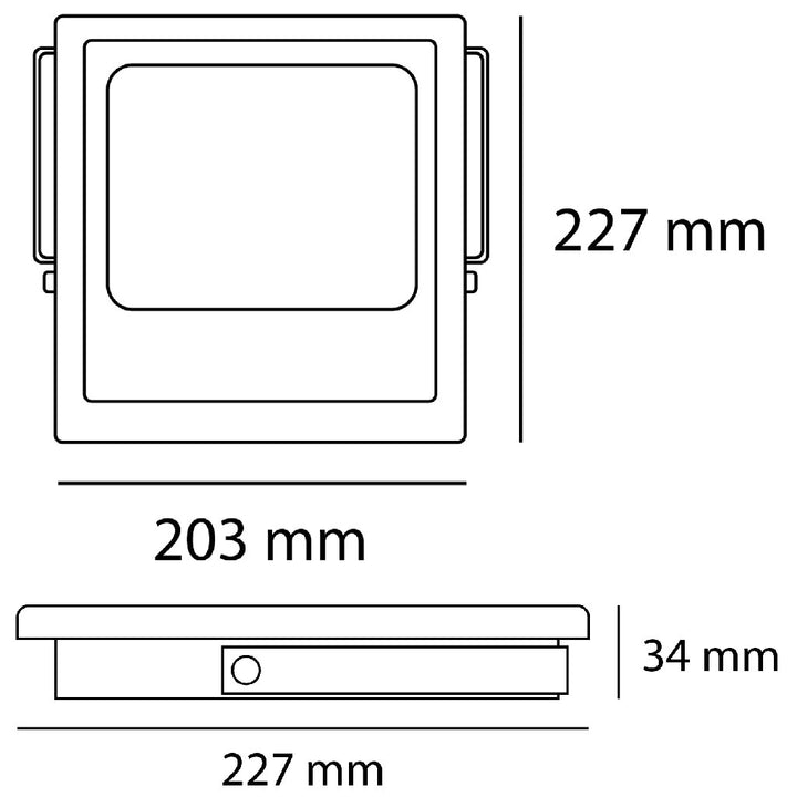 Dimensiones de Reflector MAXLIGHT 50W, luz neutra fría 5000K, IP66 IK08 100-240V de AURO Lighting — SKU AI0101050N