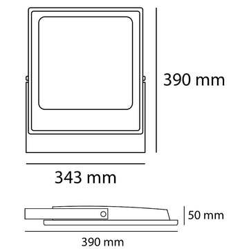 Dimensiones de Reflector MAXLIGHT 200W, luz neutra fría 5000K, IP66 IK08 100-240V de AURO Lighting — SKU AI0103050N