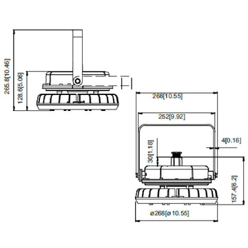 Dimensiones de Luminario Atron 60W 5000K, para áreas clasificadas montaje en techo de AURO Lighting — SKU AI2100GB06