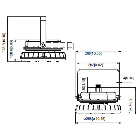 Dimensiones de Luminario Atron 60W 5000K, para áreas clasificadas montaje en techo de AURO Lighting — SKU AI2100GB06