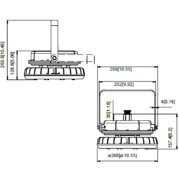 Dimensiones de Luminario Atron 80W 5000K, para áreas clasificadas montaje en techo de AURO Lighting — SKU AI2100GB08