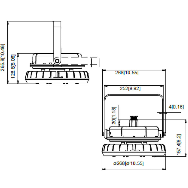 Dimensiones de Luminario Atron 80W 5000K, para áreas clasificadas montaje en techo de AURO Lighting — SKU AI2100GB08