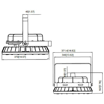 Dimensiones de Luminario Atron 150W 5000K, para áreas clasificadas montaje en techo de AURO Lighting — SKU AI2100GB15