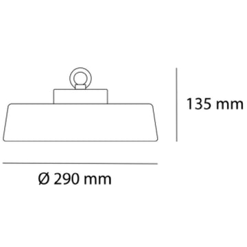 Dimensiones de Luminario industrial Highbay ODOM para suspender de AURO Lighting — Referencias AI2100ON, AI2150ON, AI2200ON