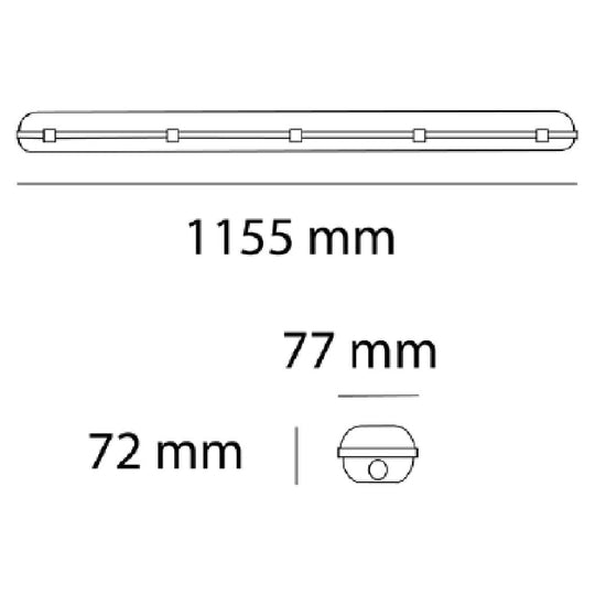 Dimensiones de Estanca ELYON 40W 115cm, de AURO Lighting — Referencias AI74065G, AI74065G01