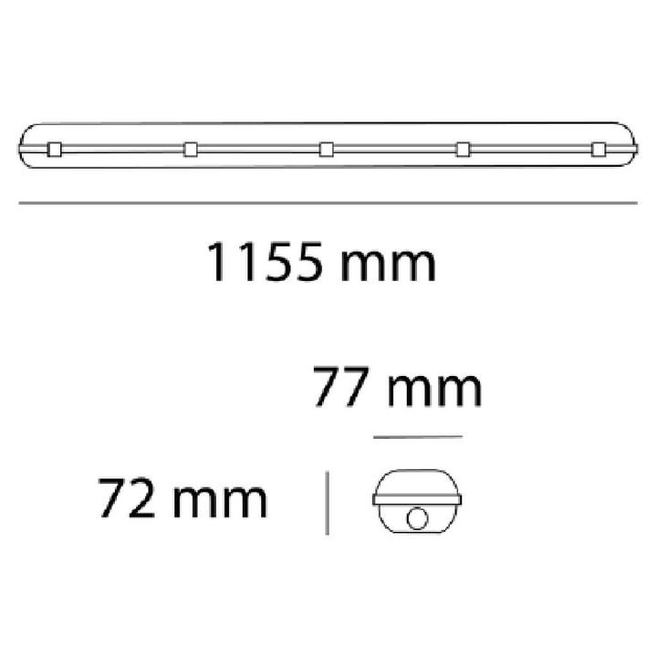 Dimensiones de Estanca ELYON 40W 115cm, de AURO Lighting — Referencias AI74065G, AI74065G01