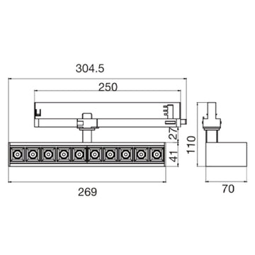 Dimensiones de Proyector Lys 20W 30° de AURO Lighting — SKU AIR1030BB01