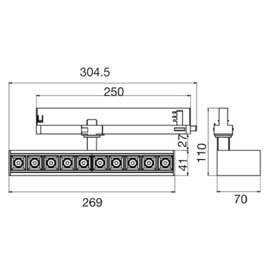 Dimensiones de Proyector Lys 20W 30° de AURO Lighting — SKU AIR1030BB01