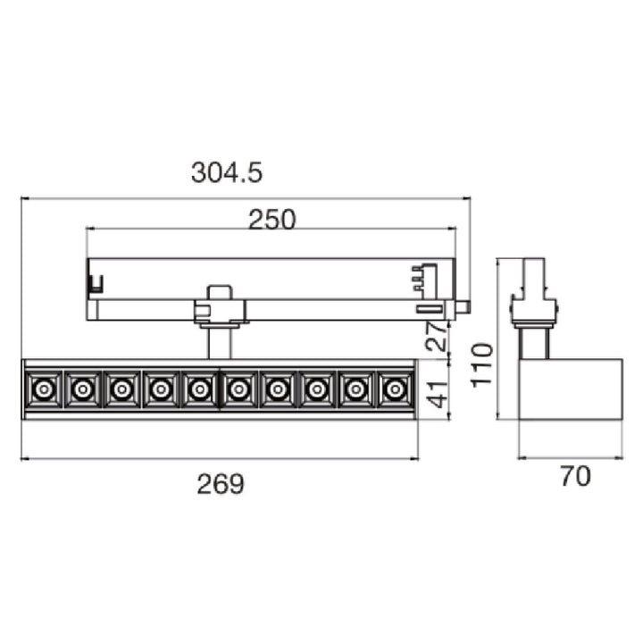 Dimensiones de Proyector Lys 20W 30° de AURO Lighting — SKU AIR1030BB01