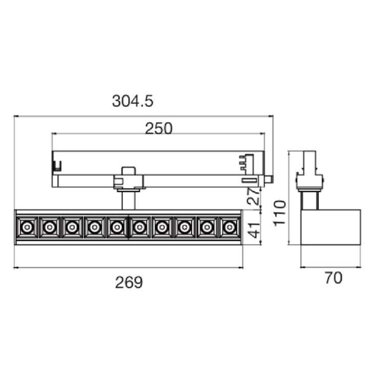 Dimensiones de Proyector Lys 20W 30° de AURO Lighting — SKU AIR1030BN01