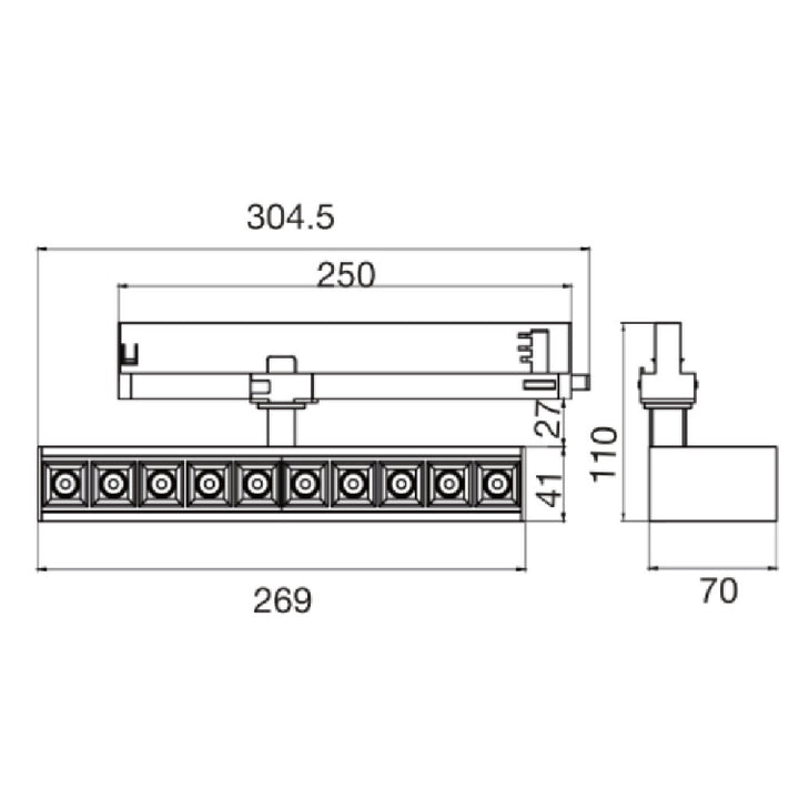 Dimensiones de Proyector Lys 20W 30° de AURO Lighting — SKU AIR1030NN01