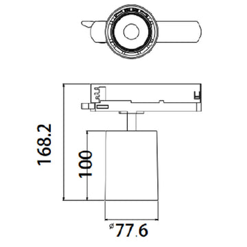 Dimensiones de Proyector Garand potencia seleccionable de 14 a 28W 36° de AURO Lighting — SKU AIR1730B01