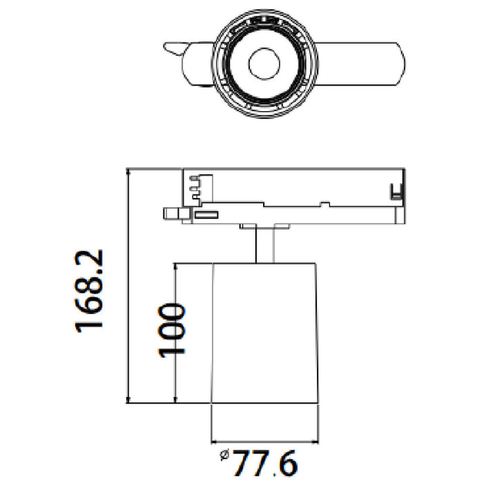 Dimensiones de Proyector Garand potencia seleccionable de 14 a 28W 36° de AURO Lighting — SKU AIR1730B01