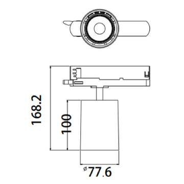 Dimensiones de Proyector Garand potencia seleccionable de 14 a 28W 36° de AURO Lighting — SKU AIR1740N01
