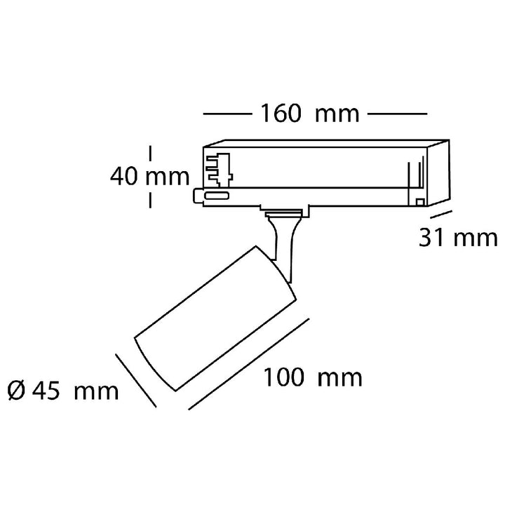 Dimensiones de Proyector VERSA potencia seleccionable de 6 a 12W de AURO Lighting — Referencias AIR4030B, AIR4030N