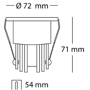 Dimensiones de Mini Downlight Sophia 10W 24° (Ø7.2cm) neutro cálido 3000K o neutro 4000K de AURO Lighting — SKU AIT10330B