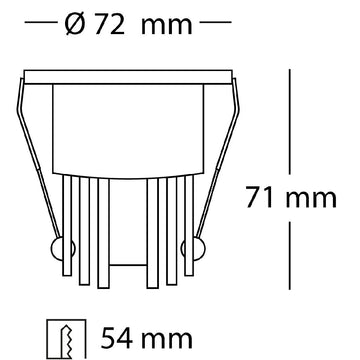 Dimensiones de Mini Downlight Sophia 10W 24° (Ø7.2cm) neutro cálido 3000K o neutro 4000K de AURO Lighting — SKU AIT10340B