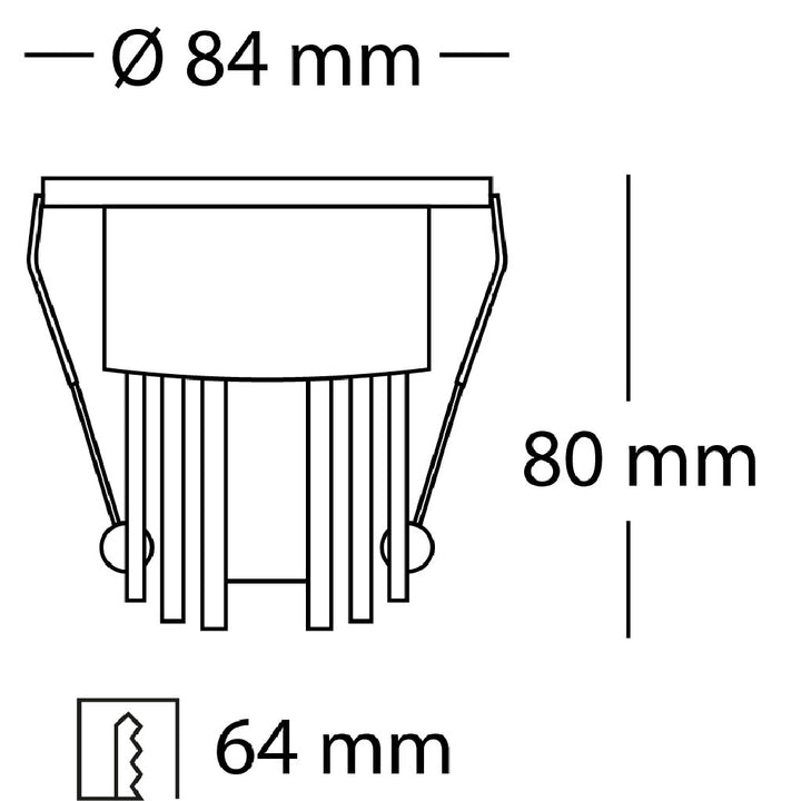 Dimensiones de Mini Downlight Sophia 18W 36° (Ø8.4cm) neutro cálido 3000K o neutro 4000K de AURO Lighting — Referencias AIT10430B, AIT10440B
