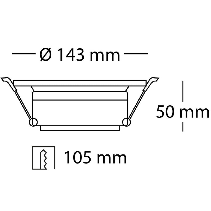 Dimensiones de Downlight Roda Evo 12W 90° (Ø14.3cm) de AURO Lighting — SKU AIT10930B