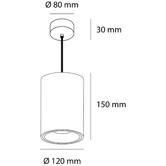 Dimensiones de Luminario sobreponer o suspender Twist 20W 100°, luz cálida 3000K o neutra 4000K 100-277V de AURO Lighting — Referencias AIT12130NN, AIT12140BB, AIT12140NN