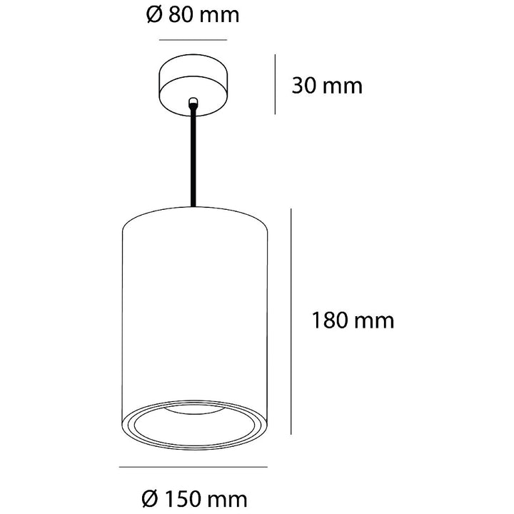 Dimensiones de Luminario sobreponer o suspender Twist 30W 100°, luz cálida 3000K o neutra 4000K 100-277V de AURO Lighting — Referencias AIT12240BB, AIT12240NN
