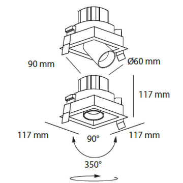 Dimensiones de Downlight Markel 10W con proyector dirigible retráctil, de AURO Lighting — SKU AIT5130BB01